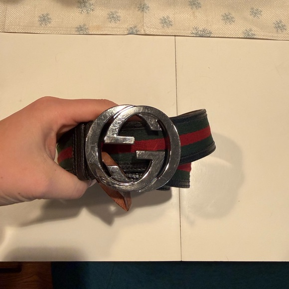 Gucci Black and Green Men's Belt